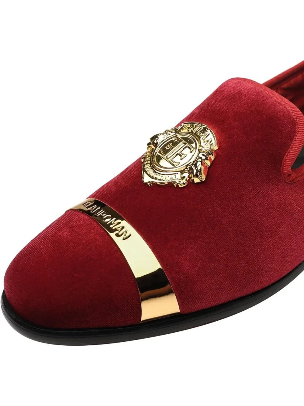 Men's Red Velvet Dress Shoes Wedding Party Prom Formal Slip-on Loafers
